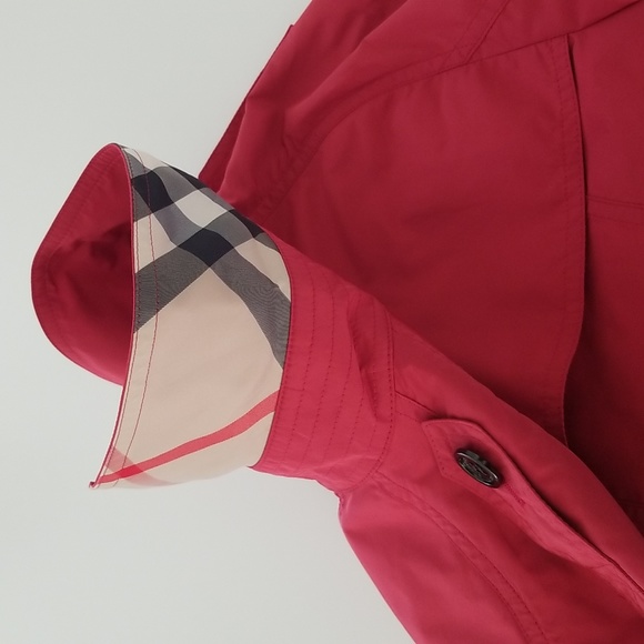 Burberry Polyester Orange Red Lightweight Mid Length Gathered Skirt Trench Coat - Picture 12 of 12